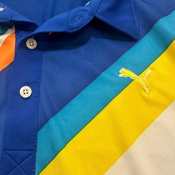 Puma men’s sport lifestyle dry fit golf polo shirt retro design size Medium - Picture 5 of 5
